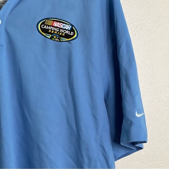 NWT Nike Golf Dri Fit Blue Nascar Camping World Series Pique II Polo Size XL - Picture 3 of 10